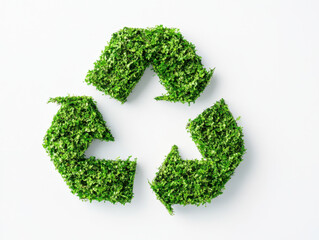 Eco friendly recycling symbol made of green leaves, representing sustainability and environmental awareness