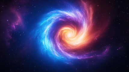 Fototapeta premium vibrant cosmic nebula with swirling colors of orange, blue, and purple, creating ethereal atmosphere in space. image evokes sense of wonder and beauty