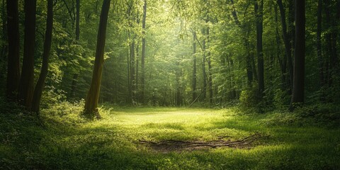 Obraz premium Sunlit Forest Glade