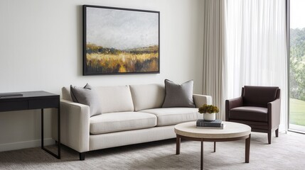 Obraz premium Modern Living Room with Minimalist Design and Natural Light