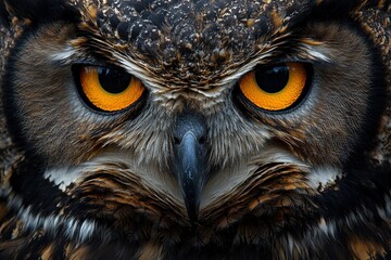 Stunning Portrait of Great Horned Owl Capturing Majestic Features and Striking Eyes