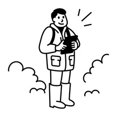 A doodle style icon of conservationist holding a clipboard 
