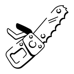 Bush saw cutter icon in hand drawn style 