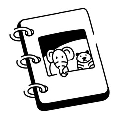 Animal book icon in hand drawn style Animal, handbook, book, reading, safari, adventure, recreation, doodle, sketchy, drawing, vector, icon

