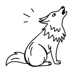 A hand drawn style icon of jackal howling 