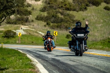 Motorcyclists on a scenic road