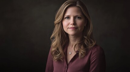 Fototapeta premium Elegant Portrait of a Confident Woman with Soft Lighting and Natural Beauty