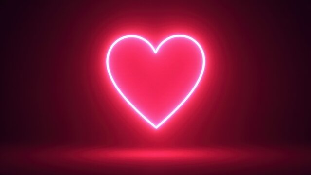 A glowing neon heart symbol on a dark background, representing love and affection.