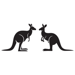 Kangaroo Silhouette - Black Solid Icon of a Standing Kangaroo in Side View