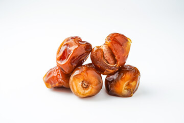 Dates fruit sukari or kurma sukari, isolated on white background
