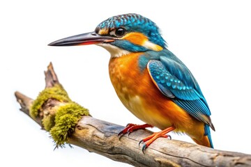 Vibrant common kingfisher portrait: a stunning avian jewel perched elegantly on a branch.