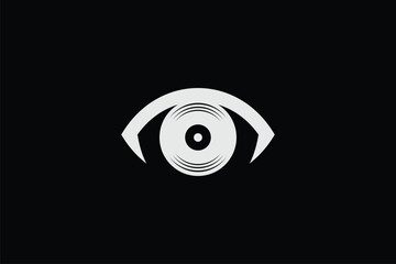 Abstract eye shape with Retro vinyl Music Logo concept design vector image template