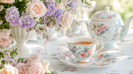Elegant English afternoon tea setting in the countryside garden idea