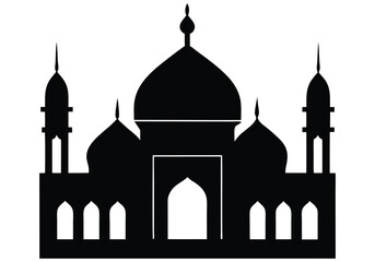 a silhouette mosque in white background