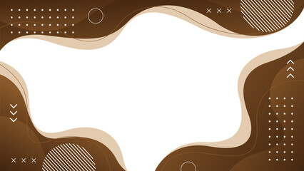Abstract brown fluid wave background with geometric shapes. Modern dynamic wallpaper. Template banner background for sales, ads, business, presentations, web, and pages