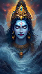 "Powerful lord Shiva god hindu