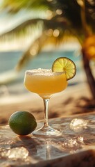 frozen margarita with lime and salt
