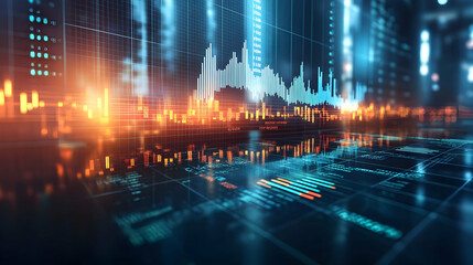 Futuristic city data stream