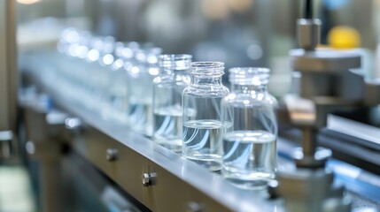 Obraz premium a manufacturing production line. bottle to use as background 