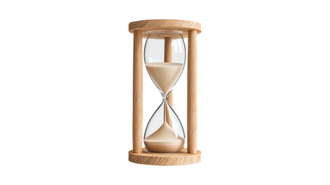 A beautifully crafted hourglass with warm wooden accents