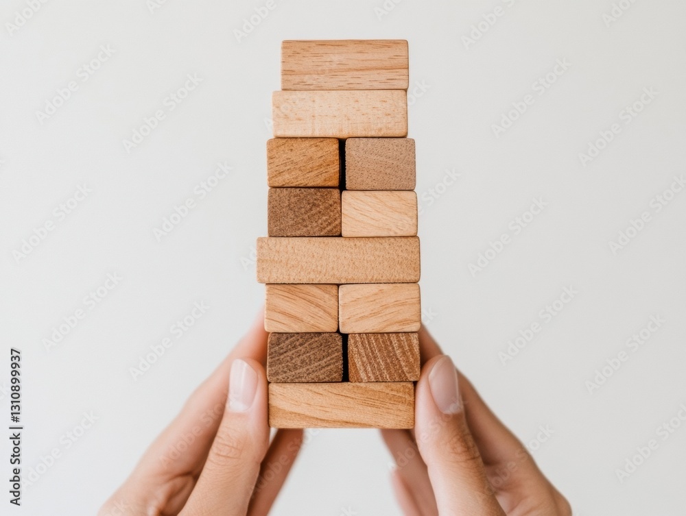 Aufkleber minimalist team building wooden block strategy for collaborative success - next-gen leadership devel