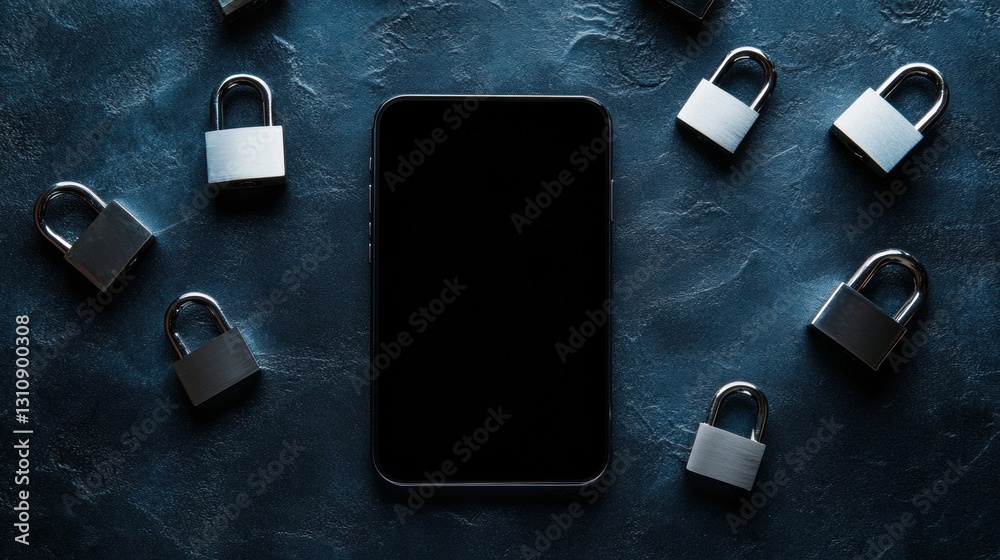 Poster Zero Trust Security Mockup Sleek Digital Defense Visualization with Minimalist Navy Backdrop - Cutting-Edge Cybersecurity Branding Concept for Enterprise Innovation