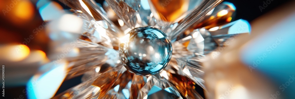 Poster crystalline quantum aesthetics hyper-detailed macro crystal burst with dynamic chromatic refraction 
