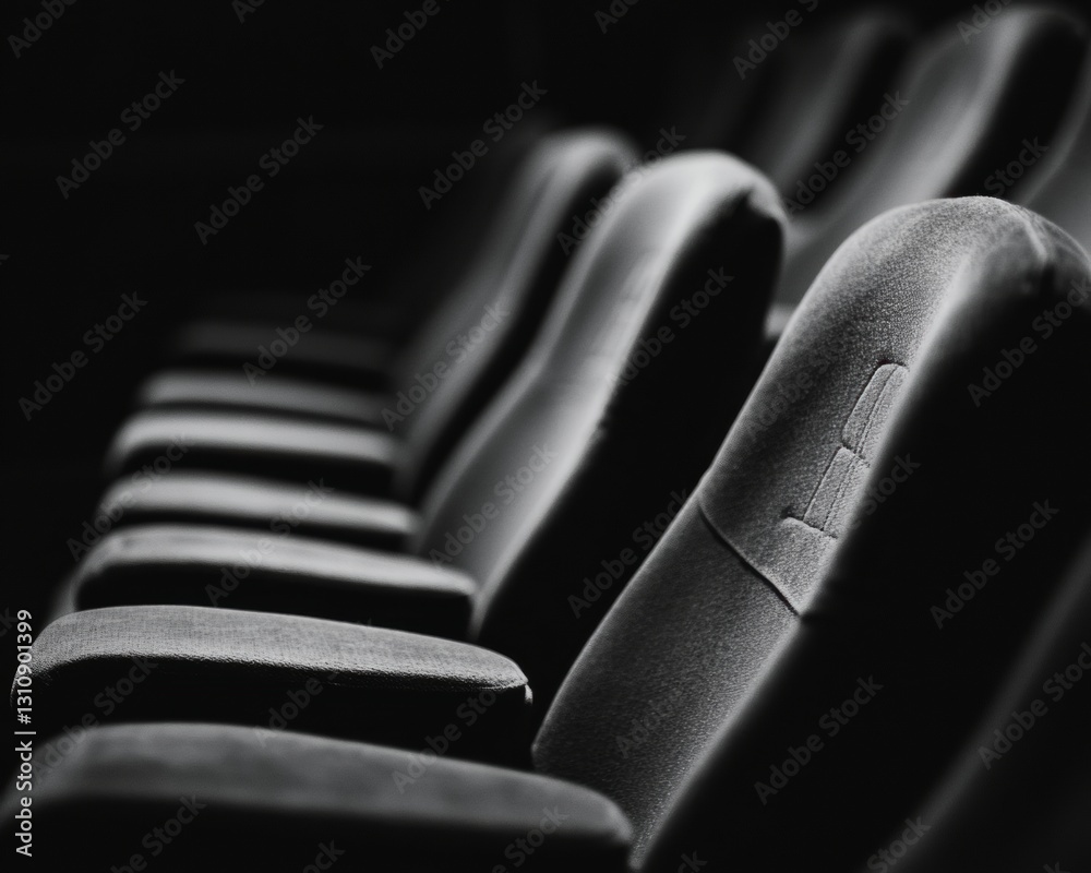 Poster noir cinematic seating luxe performance venue design - minimalist theater architecture capturing dra