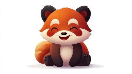Obraz premium A cute cartoon depiction of a smiling red panda animal