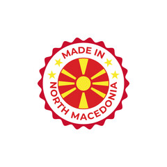 Made in North Macedonia vector badge design with national flag