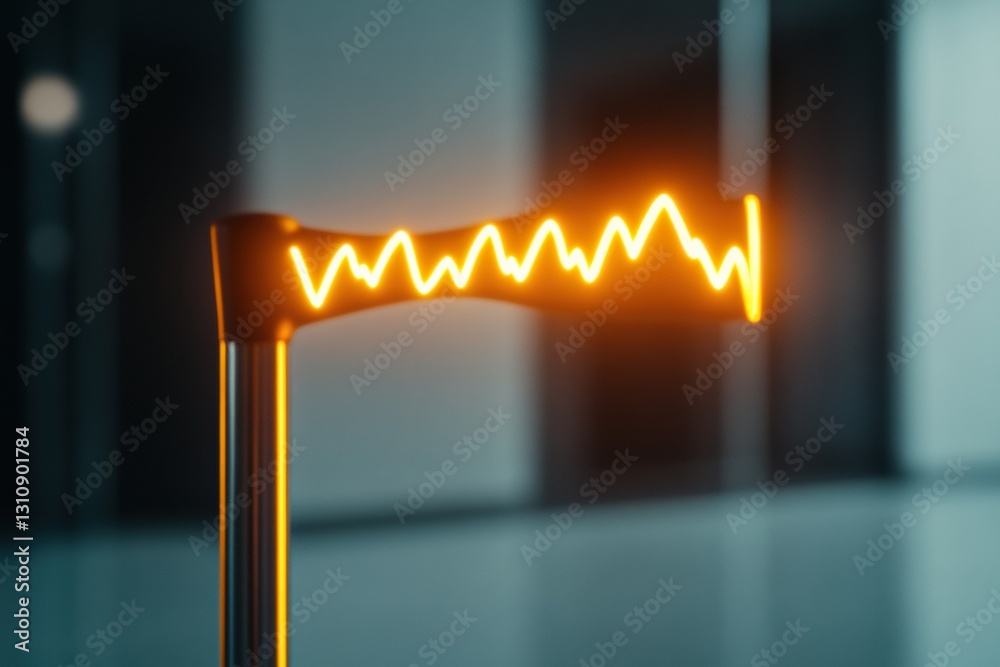 Aufkleber luminescent vitality curve glowing biotech heartbeat visualization in minimalist medical design - in
