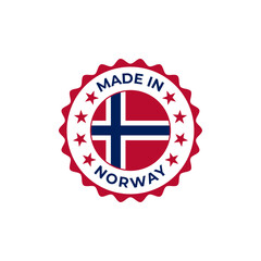 Fototapeta premium Made in Norway vector badge design with national flag