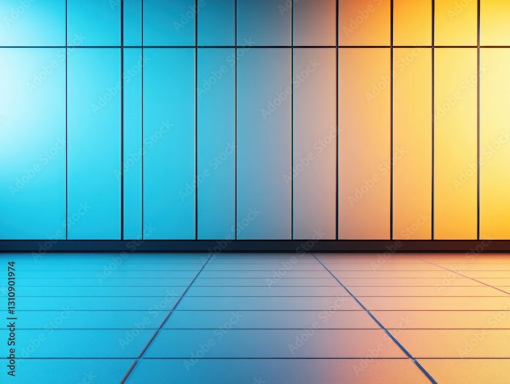 Poster Gradient Tech Minimalism Futuristic Data Center Aesthetic with Chromatic Wall Design - Next-Gen Digital Infrastructure Visualization