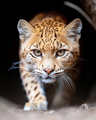 Fototapeta premium Endangered Wilderness Elegance Captivating Leopard Portrait Revealing Eco-Conservation Narrative in Ultra-Sharp Wildlife