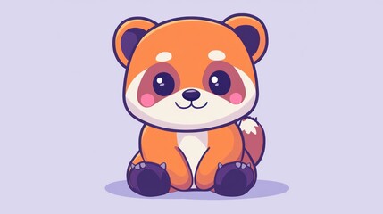 Obraz premium An adorable cartoon fox character with cute big round eyes