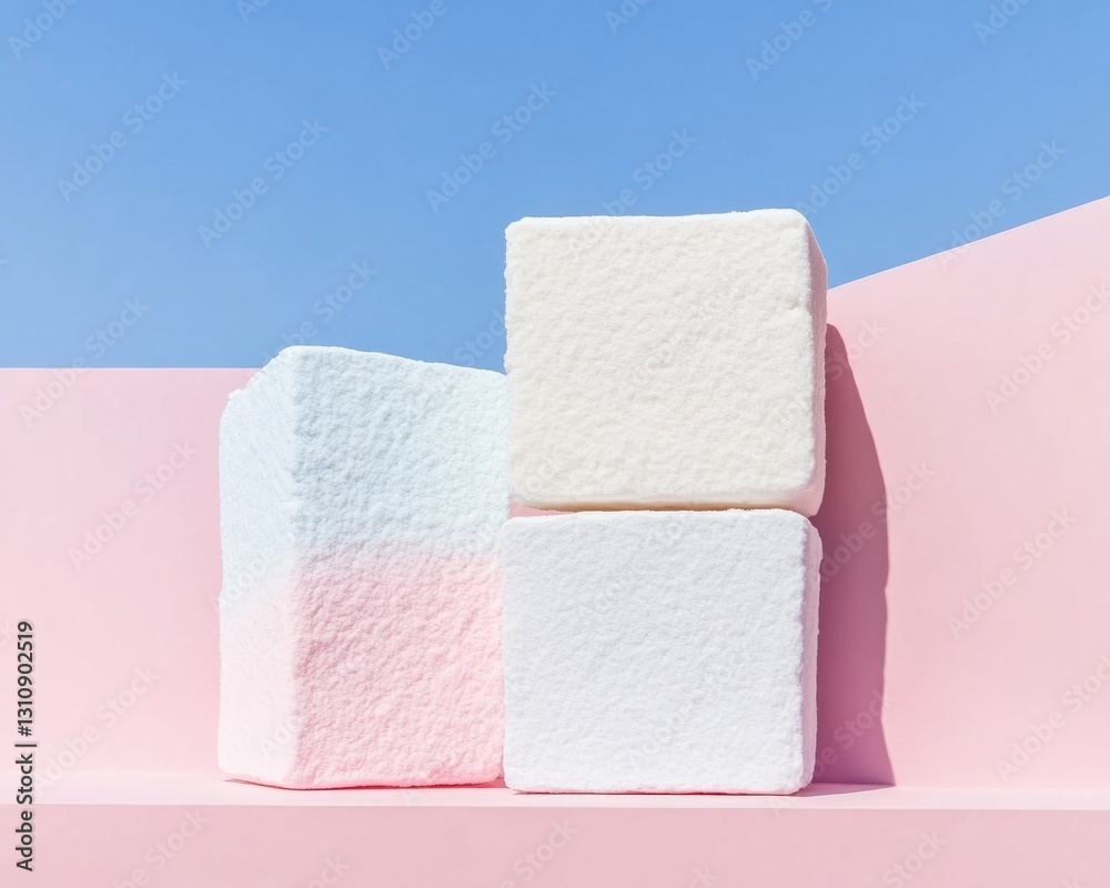 Aufkleber Minimalist Marshmallow Geometry Soft Pastel Color Block Design for Modern Lifestyle Branding and Aesthetic Product