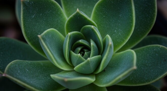 Close-up View of a Green Echeveria Succulent Plant Growing