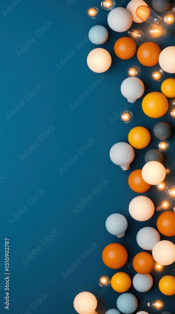 Poster luminous innovation spheres dynamic digital marketing visualization with glowing conceptual orbs - m