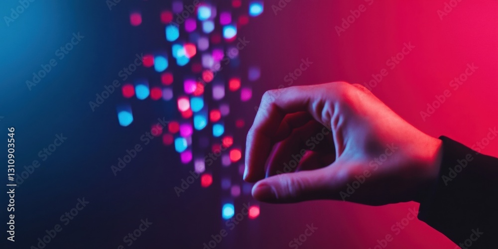 Poster Cybernetic Interaction Neon-Infused Digital Connectivity Visualizing Immersive Tech Transformation and Futuristic Data Manipulation Experiences