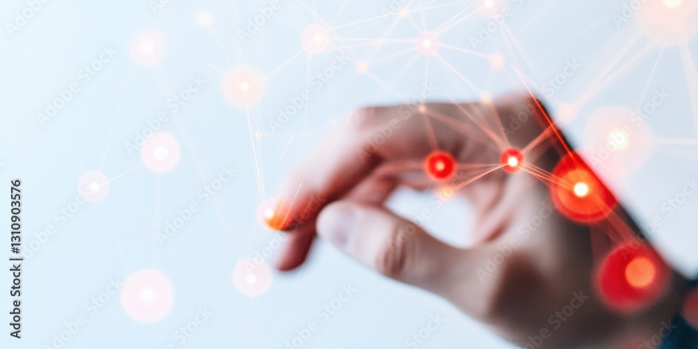 Poster Immersive Digital Interaction AI-Powered Connectivity Visualization with Luminescent Data Nodes - Cutting-Edge Fintech Innovation for Next-Gen User Experience