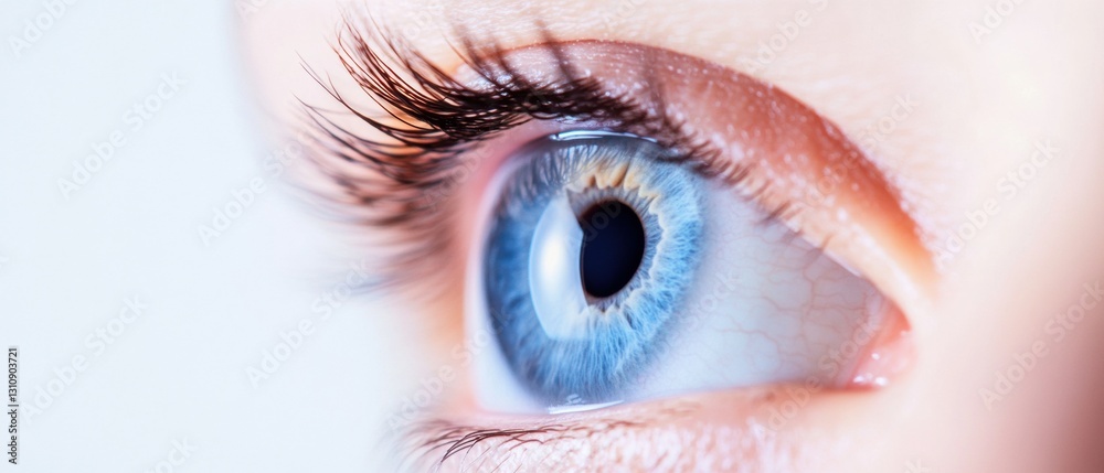 Poster Futuristic Biometric Vision High-Resolution Azure Eye Macro for AI, Digital Health, and Advanced Human-Tech Interaction Visualization