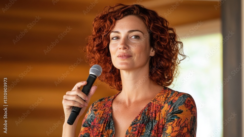 Poster empowered leadership narrative vibrant gen z female speaker illuminating professional discourse with