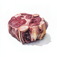 Obraz premium Fresh meat cut with bone, realistic illustration, detailed texture
