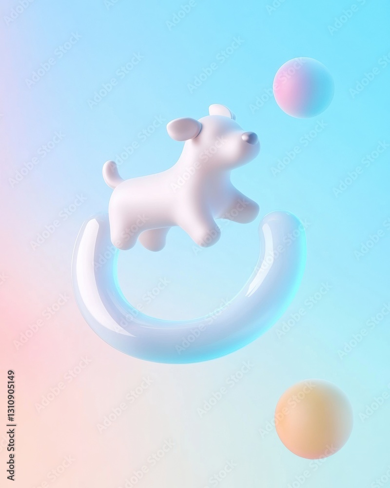 Poster playful ai pet tech minimalist levitating smart companion toy redefining interactive digital pet exp