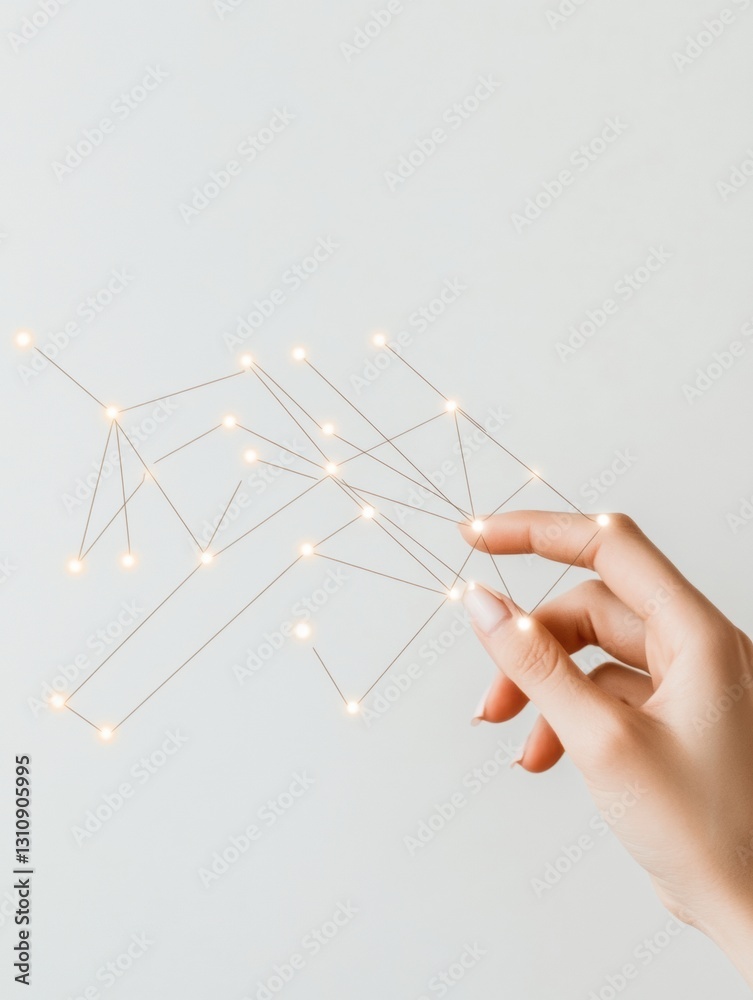 Aufkleber Future-Forward Network Visualization Minimalist Digital Innovation Mapping with Interactive Human-Tech Interface - Transformative Connectivity Solutions