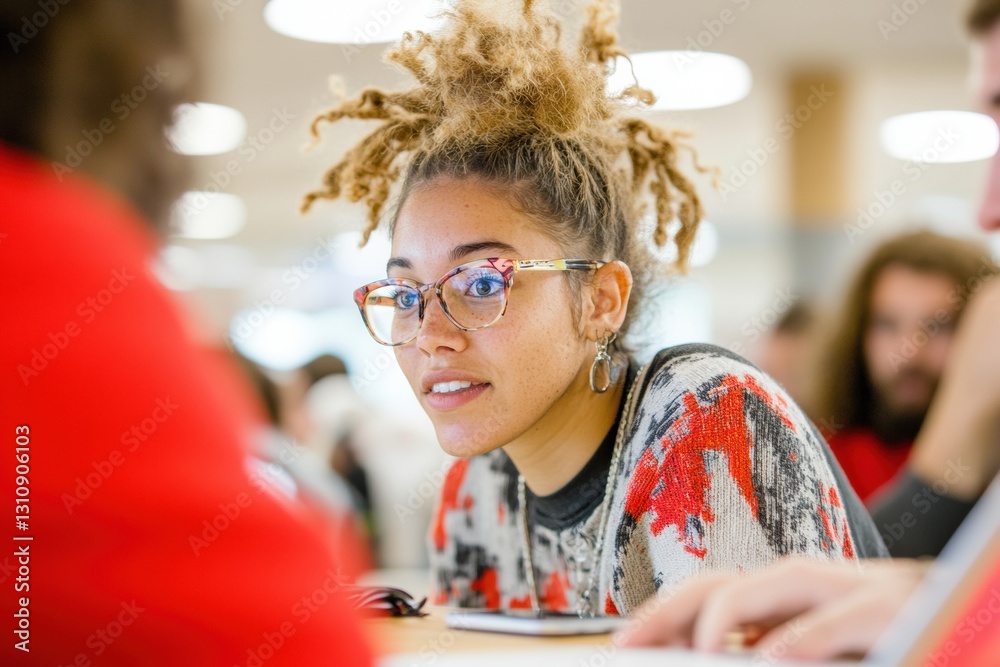 Aufkleber inclusive gen z learning dynamics collaborative urban academic space showcasing diverse multiracial 