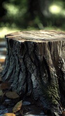 Obraz premium A close-up of a tree stump showcasing its textured surface and natural surroundings.