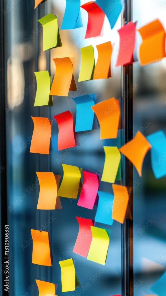 Poster Hyper-Productive Workflow Visualization Vibrant Sticky Note Calendar Mosaic for Agile Project Management and Digital Workspace Optimization