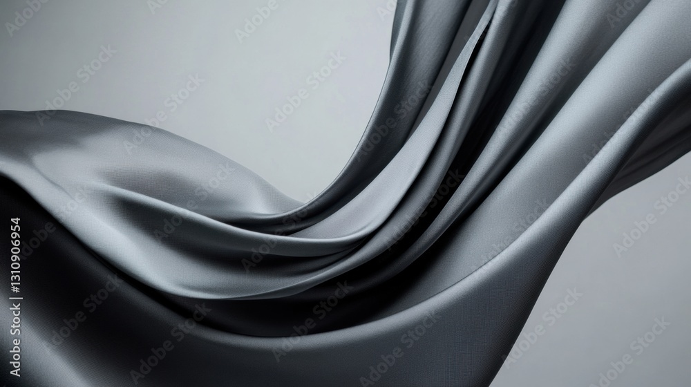 Poster fluid elegance monochromatic textile design exploring contemporary minimalism in soft motion, innova