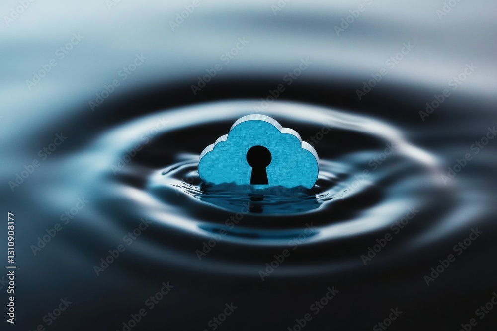 Poster Minimalist Cyber Resilience Innovative Cloud Data Protection Visualized Through Fluid Digital Metaphor - Next-Gen Security Insights for Enterprise Technology